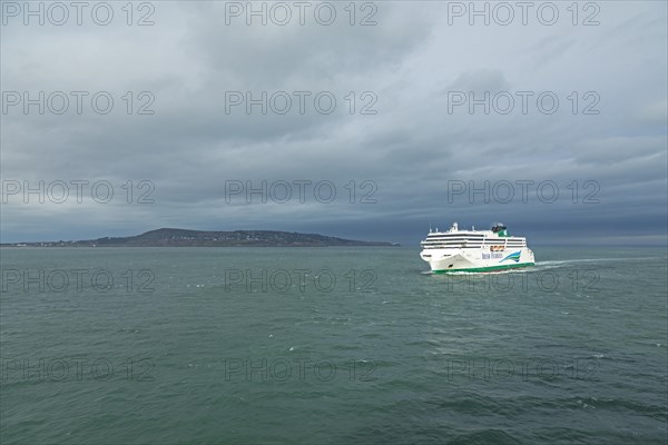 Irish Ferries ferry arrives at the harbour, Howth Peninsula, Dublin, Republic of Ireland