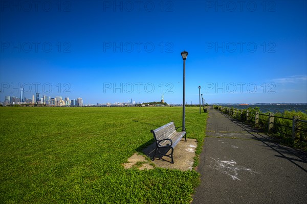 Views on New York Harbor, Manhattan and Statue of Liberty from the Liberty State Park, Jersey City, NJ, USA, USA, North America