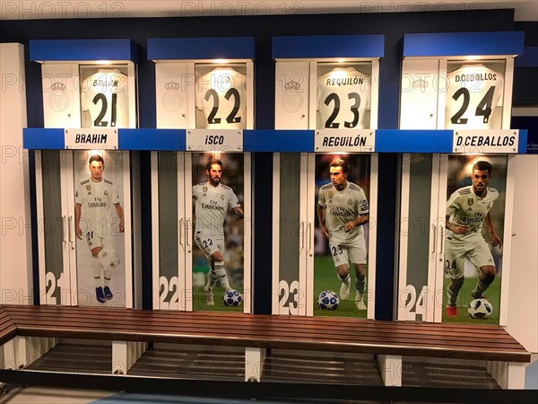 Football stadium Estadio Santiago Bernabeu, players' dressing room, Real Madrid, Madrid, Spain, Europe