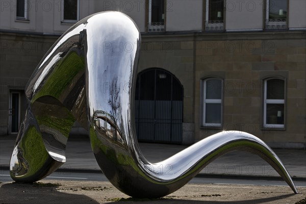 Artwork entitled I'm alive made of polished stainless steel by Tony Cragg, Wuppertal, Bergisches Land, North Rhine-Westphalia, Germany, Europe