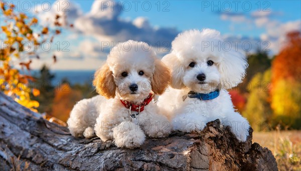 AI generated, animals, mammals, dog, domestic dogs (Canis lupus familiaris), two animals, white, cream