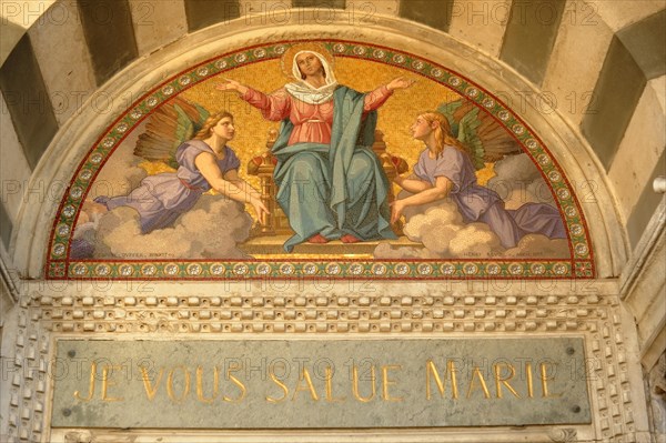 Church of Notre-Dame de la Garde, Marseille, colourful religious mosaic depicting Mary and angels, Marseille, Departement Bouches du Rhone, Region Provence Alpes Cote d'Azur, France, Europe