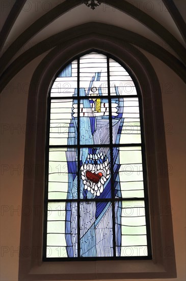 Dom St. Kilian, St. Kilian's Cathedral, Wuerzburg, Colourful modern stained glass church window with abstract design, Wuerzburg, Lower Franconia, Bavaria, Germany, Europe