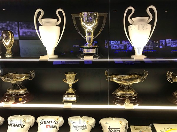 Football stadium Estadio Santiago Bernabeu, Cups, Real Madrid, Madrid, Spain, Europe