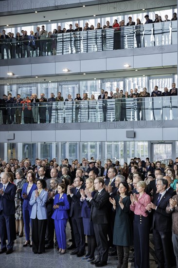 The Allied Foreign Ministers, the Permanent Representatives and the Chairman of the Military Committee at the ceremony to mark the 75th anniversary of the signing of the founding document of the North Atlantic Treaty. Brussels, 04.04.2024. Photographed on behalf of the Federal Foreign Office