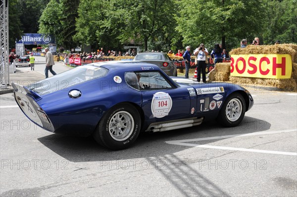 A blue historic racing car with starting number on a race track in front of spectators, SOLITUDE REVIVAL 2011, Stuttgart, Baden-Wuerttemberg, Germany, Europe