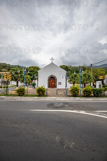 Deshaies, historic Caribbean wooden building of a street in Guadeloupe, Caribbean, French Antilles