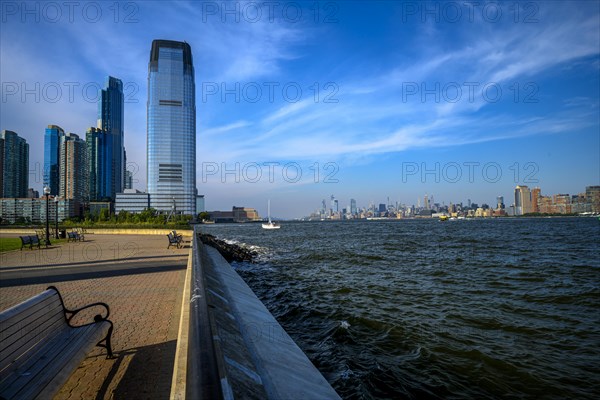 Views on New York Harbor, Manhattan and Statue of Liberty from the Liberty State Park, Jersey City, NJ, USA, USA, North America