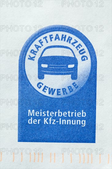 Sign with logo motor vehicle trade master craftsman's business of the motor vehicle guild, Germany, Europe