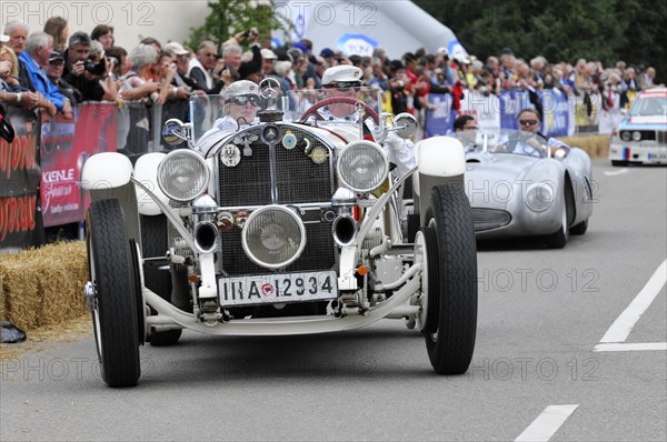 Mercedes-Benz SSK, built in 1928, classic racing car at a parade or demonstration in front of spectators, SOLITUDE REVIVAL 2011, Stuttgart, Baden-Wuerttemberg, Germany, Europe