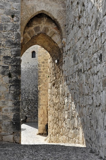 Jaen, Castillo de Santa Catalina on Jaen, Old stone archway in a historic fortress, Jaen, Baeza, Ubeda, Andalusia, Spain, Europe