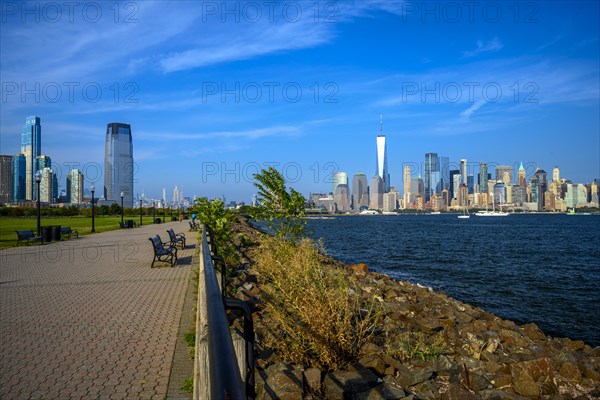 Views on New York Harbor, Manhattan and Statue of Liberty from the Liberty State Park, Jersey City, NJ, USA, USA, North America