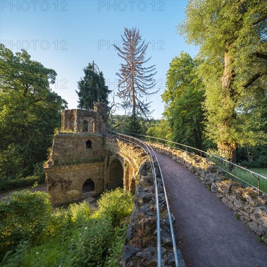 Artificial ruin in the park of Belvedere Palace, UNESCO World Heritage Site Classical Weimar, Weimar, Thuringia, Germany, Europe