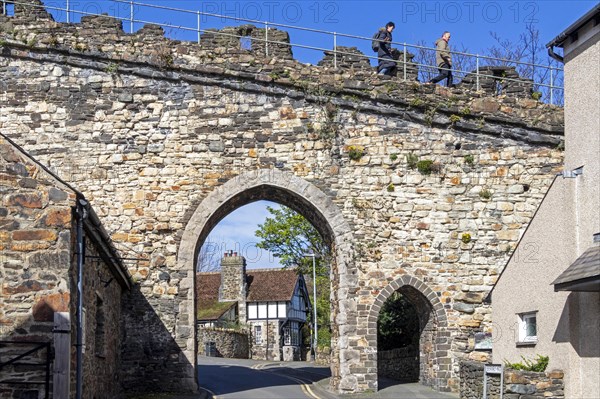 Town wall, gate, house, Conwy, Wales, Great Britain