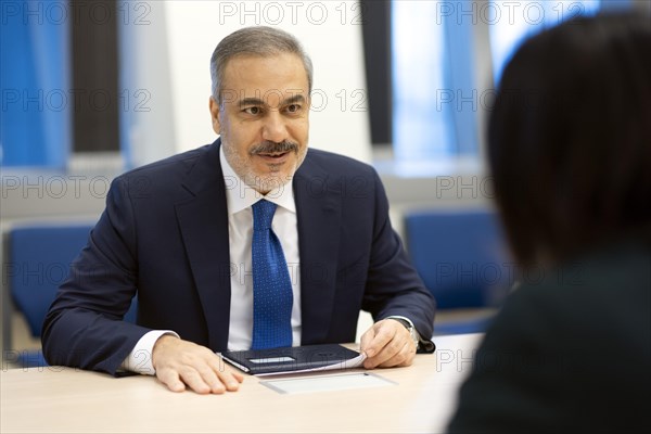 (R-L) Annalena Baerbock, Federal Minister for Foreign Affairs, meets Hakan Fidan, Minister for Foreign Affairs of the Republic of Turkey, for talks on the margins of the NATO Foreign Ministers' Meeting. Brussels, 04.04.2024. Photographed on behalf of the Federal Foreign Office
