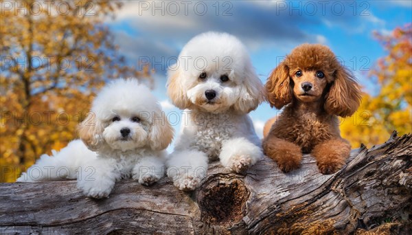 AI generated, animals, mammals, dog, domestic dogs (Canis lupus familiaris), three animals, puppies