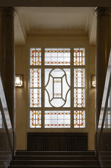 Interior view, window, staircase, Janacek Academy of Music and Performing Arts, Brno, Jihomoravsky kraj, Czech Republic, Europe