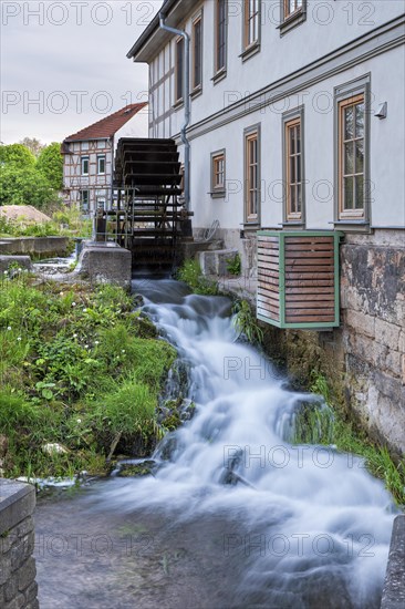 The Kugelleichsmuehle, historic watermill, Muehlhausen, Thuringia, Germany, Europe