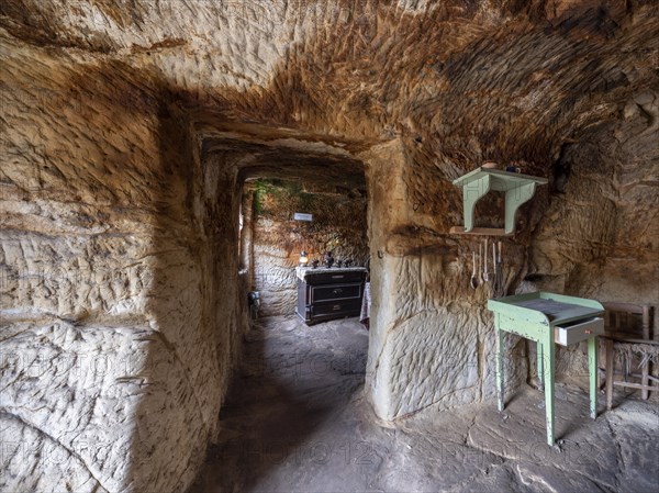 Cave dwelling on the Schaeferberg in Langenstein, Harz foreland, Halberstadt, Saxony-Anhalt, Germany, Europe