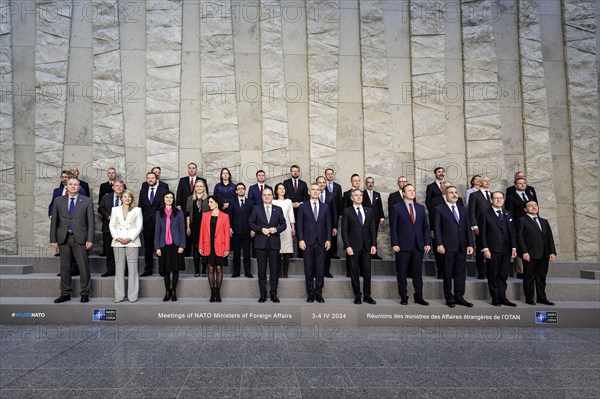 Family photo at the meeting of NATO foreign ministers. Brussels, 03.04.2024. Photographed on behalf of the Federal Foreign Office