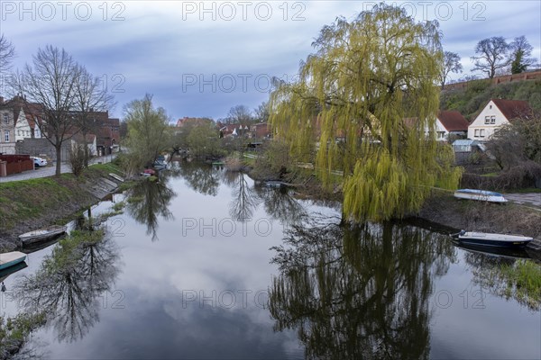 View over the Havel moat, Havelberg, Saxony-Anhalt, Germany, Europe