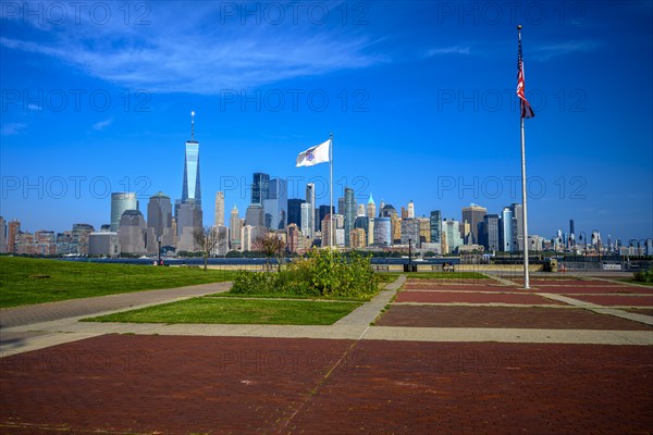 Views on New York Harbor, Manhattan and Statue of Liberty from the Liberty State Park, Jersey City, NJ, USA, USA, North America