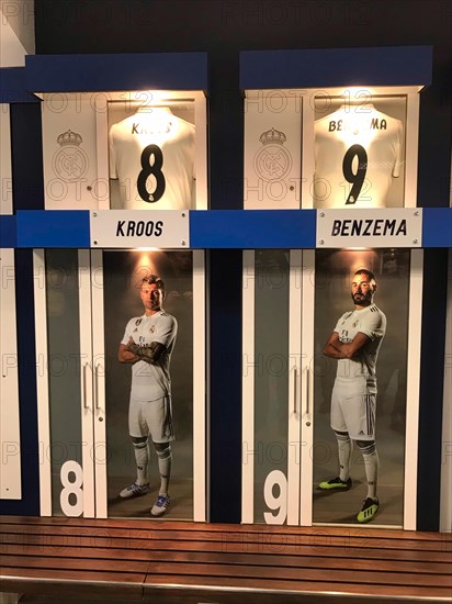 Football stadium Estadio Santiago Bernabeu, players' dressing room, Real Madrid, Madrid, Spain, Europe