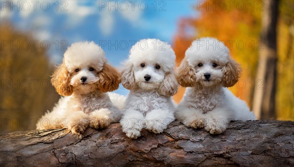 AI generated, animals, mammals, dog, domestic dogs (Canis lupus familiaris), three animals, puppies