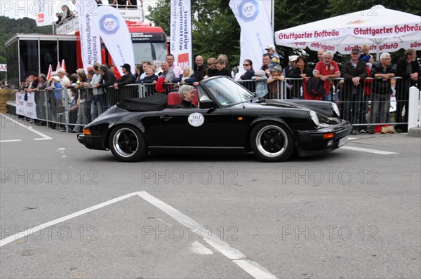 Black Porsche 911 from the side at an event with an audience, SOLITUDE REVIVAL 2011, Stuttgart, Baden-Wuerttemberg, Germany, Europe