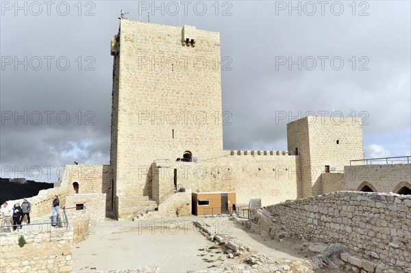 Castillo de Santa Catalina, gothic castle in Jaen, Jaen province, view of a medieval castle with people exploring the grounds, Granada, Andalusia, Spain, Europe