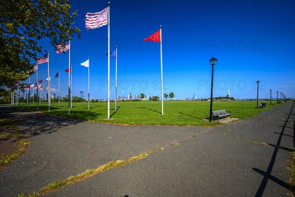 Views on New York Harbor, Manhattan and Statue of Liberty from the Liberty State Park, Jersey City, NJ, USA, USA, North America