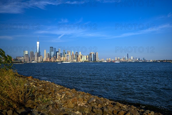 Views on New York Harbor, Manhattan and Statue of Liberty from the Liberty State Park, Jersey City, NJ, USA, USA, North America