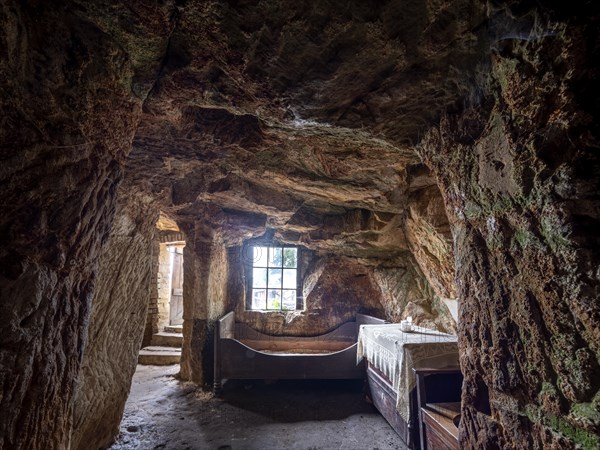 Cave dwelling on the Schaeferberg in Langenstein, Harz foreland, Halberstadt, Saxony-Anhalt, Germany, Europe