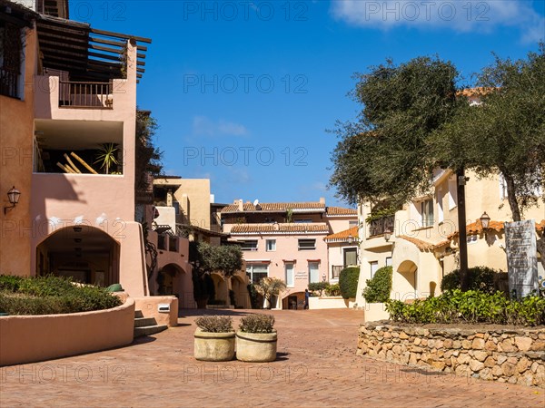 Typical buildings in the town centre, Porto Cervo, Costa Smeralda, Sardinia, Italy, Europe