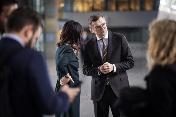 (L-R) Annalena Baerbock, Federal Foreign Minister, and Dmytro Kuleba, Foreign Minister of Ukraine, photographed on the margins of a joint meeting of the North Atlantic-Ukraine Council in the format of the Foreign Ministers of the States Parties and Ukraine. Brussels, 04.04.2024. Photographed on behalf of the Federal Foreign Office