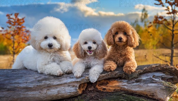 AI generated, animals, mammals, dog, domestic dogs (Canis lupus familiaris), three animals, puppies