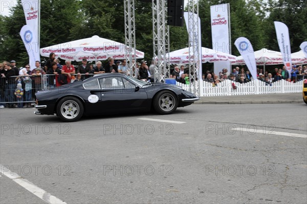 A black vintage Ferrari sports car presents itself at a road rally, SOLITUDE REVIVAL 2011, Stuttgart, Baden-Wuerttemberg, Germany, Europe