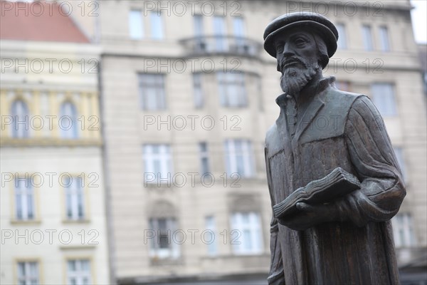 A statue of religious leader and reformer John Calvin. Budapest, Hungary, Europe