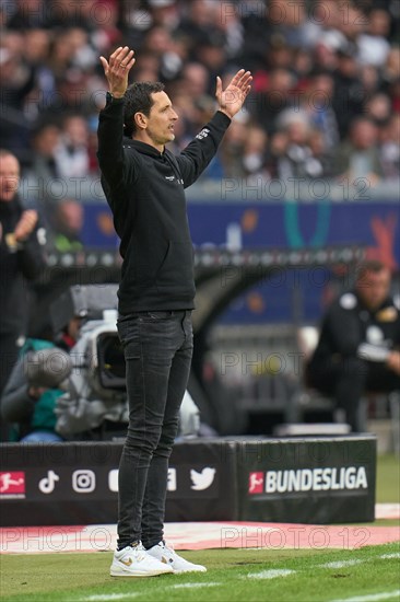 Bundesliga Eintracht Frankfurt-Union Berlin at Deutsche Bank Park in Frankfurt. Frankfurt coach Dino Toppmoeller. Frankfurt, Hesse, Germany, Europe