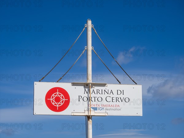 Information board, boat mooring, marina of Porto Cervo, Costa Smeralda, Sardinia, Italy, Europe