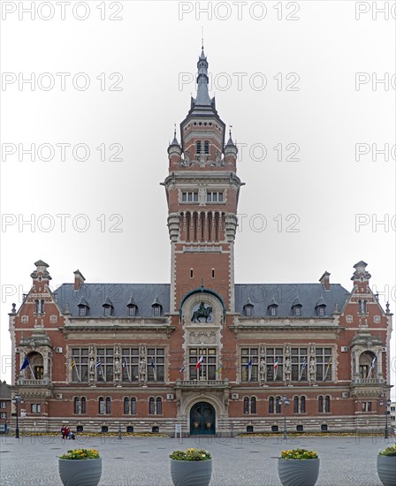 Hotel de Ville, Town Hall, Photomerge, Dunkirk, France, Europe