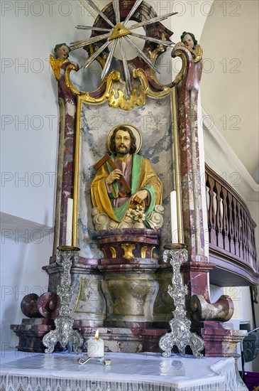 Side altar, Church of St Alexander and St George, Memhoelz, Allgaeu, Swabia, Bavaria, Germany, Europe