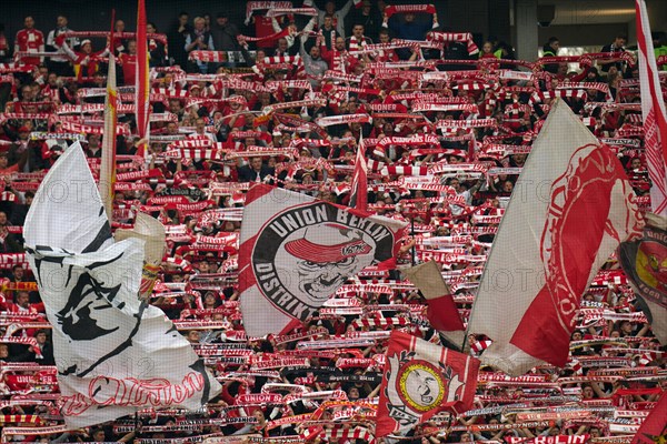 Bundesliga Eintracht Frankfurt-Union Berlin at Deutsche Bank Park in Frankfurt. Berlin's fans. Frankfurt, Hesse, Germany, Europe