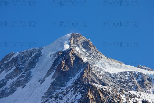 Gran Paradiso, Grand Paradis in winter, mountain top in the Graian Alps between the Aosta Valley and Piedmont in Italy