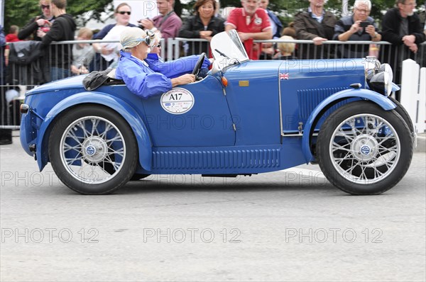 Person driving a blauen vintage roadster at a public event, SOLITUDE REVIVAL 2011, Stuttgart, Baden-Wuerttemberg, Germany, Europe