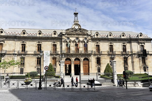 Jaen, Historic town hall with impressive architecture on a sunny day, people in the square, Ubeda, Andalusia, Spain, Europe