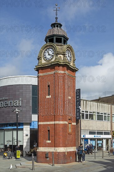 Clock tower, Bangor, Wales, Great Britain