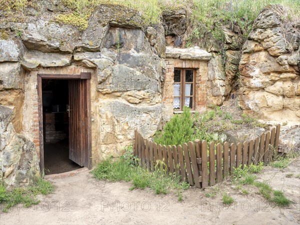 Cave dwelling on the Schaeferberg in Langenstein, Harz foreland, Halberstadt, Saxony-Anhalt, Germany, Europe