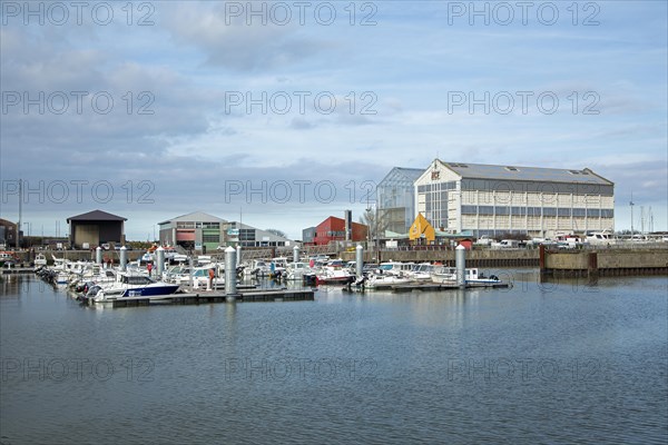 Boats, buildings, marina, Dunkirk, France, Europe