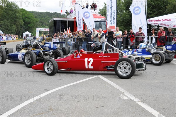 Red classic racing car with starting number 12 ready for the race, SOLITUDE REVIVAL 2011, Stuttgart, Baden-Wuerttemberg, Germany, Europe